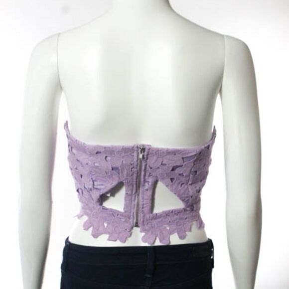 NEW Asos Purple Open Knit Strapless Bustier Top 0 - Picture 2 of 6